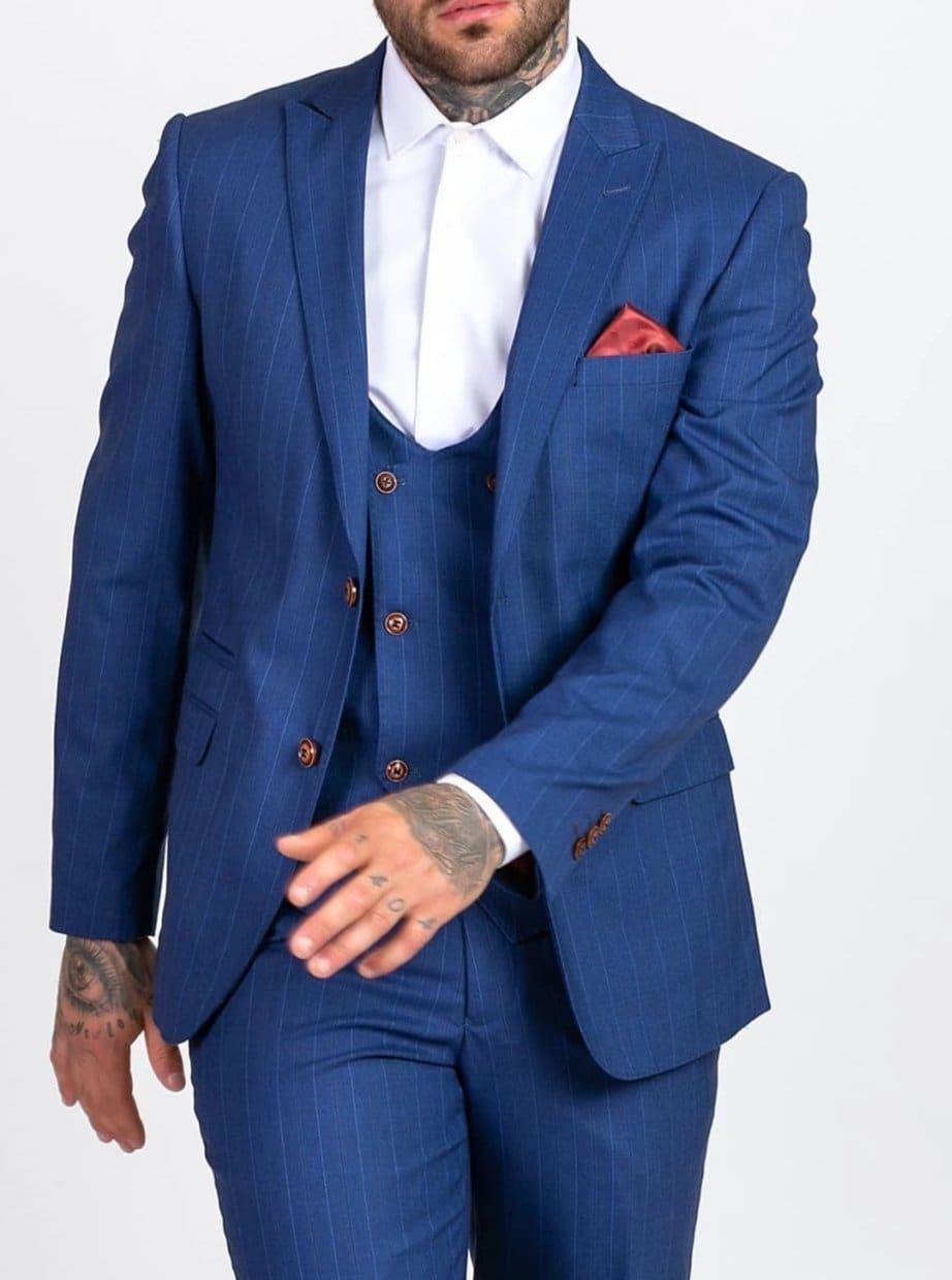 Marc Darcy Conrad Royal Blue Pinstripe Suit MENSWEARR