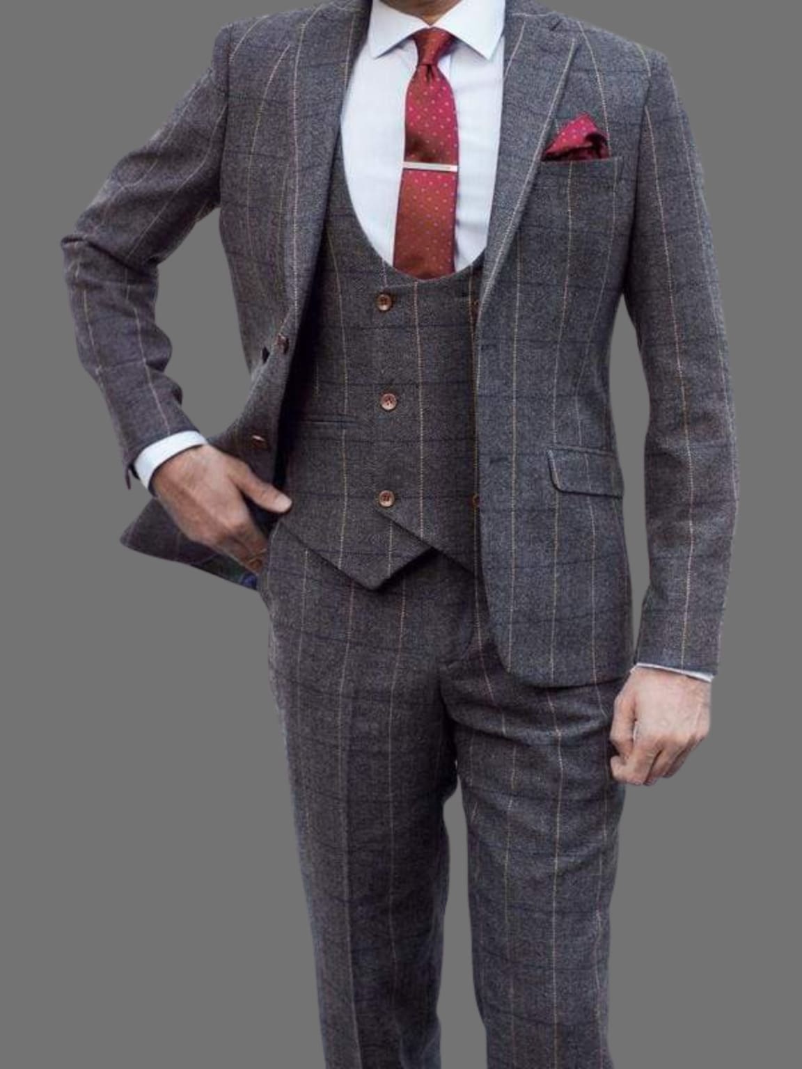 Irish Brown Herringbone Tweed Suit