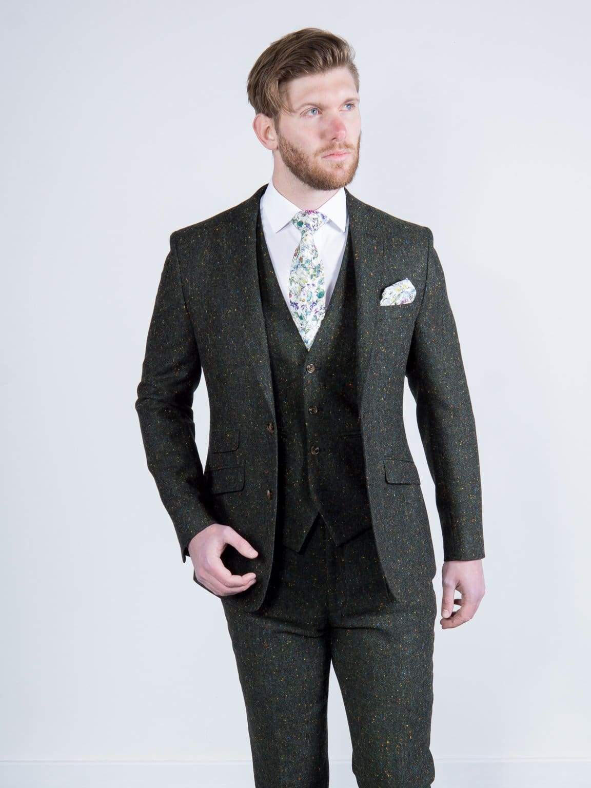 Green Donegal Tweed 3 Piece Suit