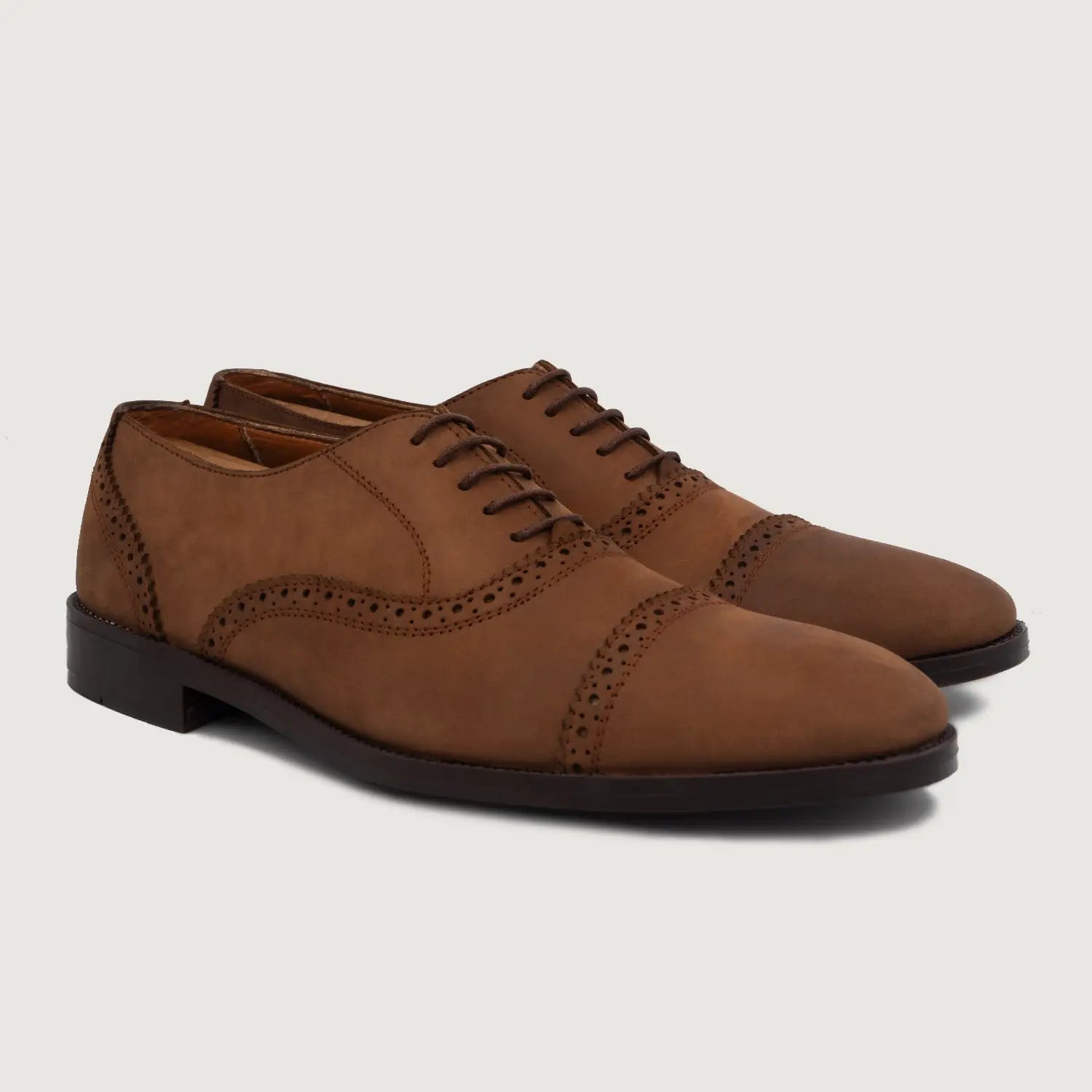 Greyson Brogues Oxford Brown Leather Shoes For Men - The Jacket Maker