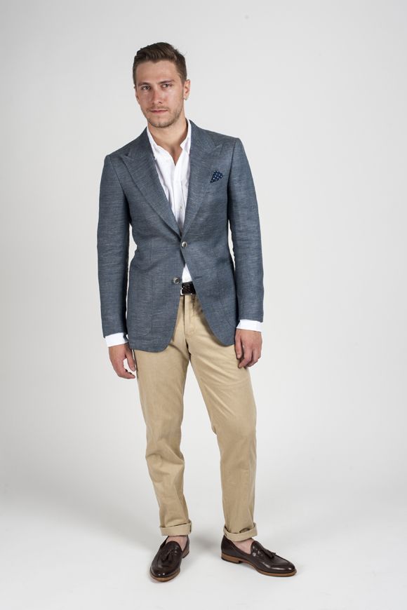 Blue blazer white shirt khaki pants best sale