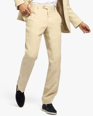 Beige Linen Trousers in Beige for Men | Brooks Brothers® UK