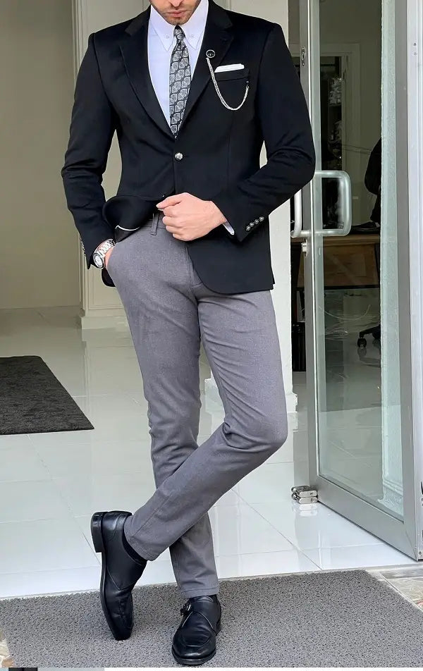 Light grey blazer what color pants best sale