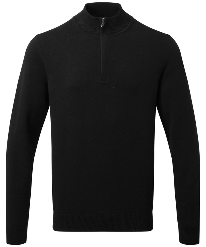 Asquith & Fox ¼ Zip Knitted Sweater - Black / Small - Knitwear