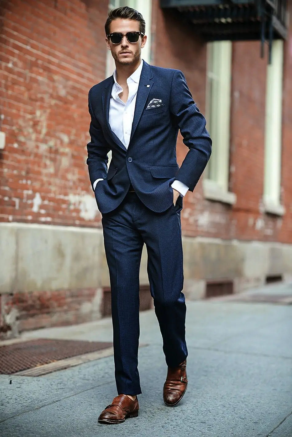 Blue suit casual best sale