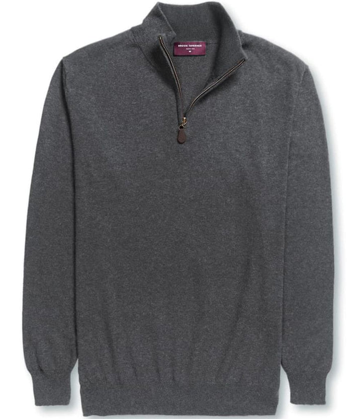 Brook Taverner Dallas 1/4 Zip Neck Sweater - Gray / Small - Knitwear