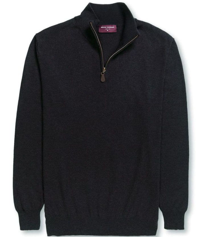 Brook Taverner Dallas 1/4 Zip Neck Sweater - Black / Small - Knitwear