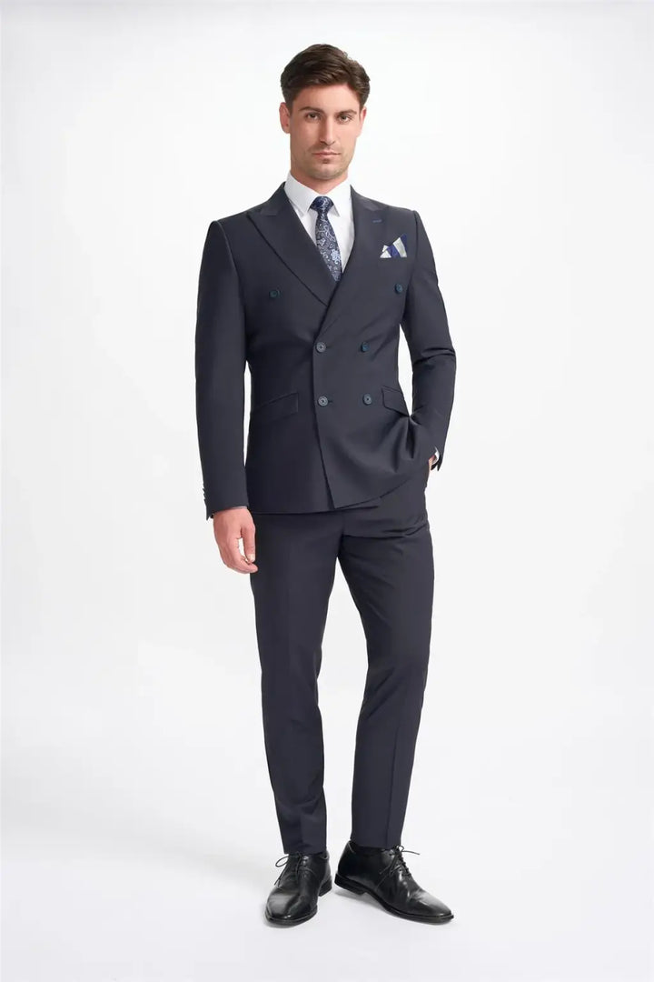 Cavani Bond Midnight Navy Double Breasted Blazer - Suit & Tailoring