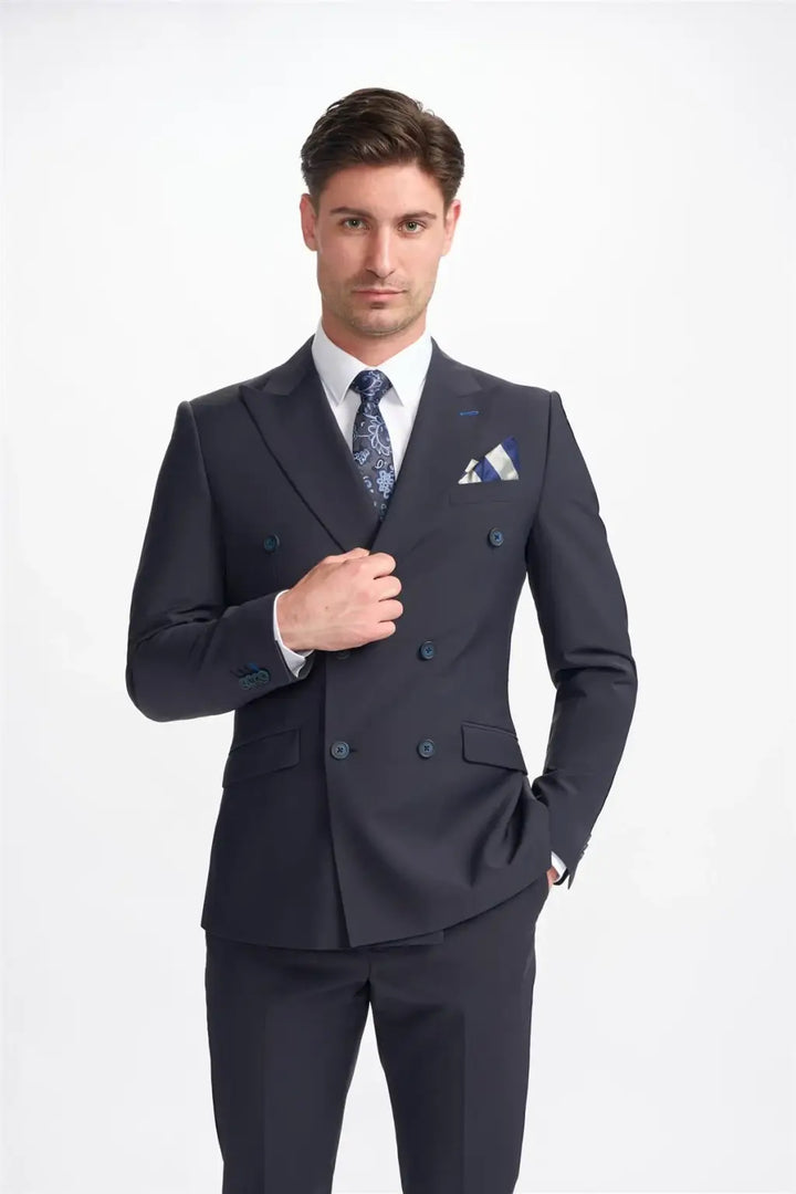 Cavani Bond Midnight Navy Double Breasted Blazer - 34R - Suit & Tailoring