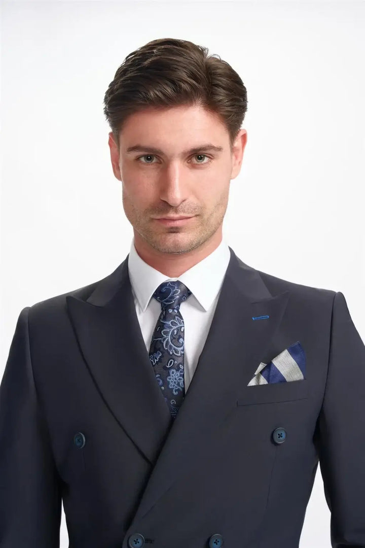 Cavani Bond Midnight Navy Double Breasted Blazer - Suit & Tailoring