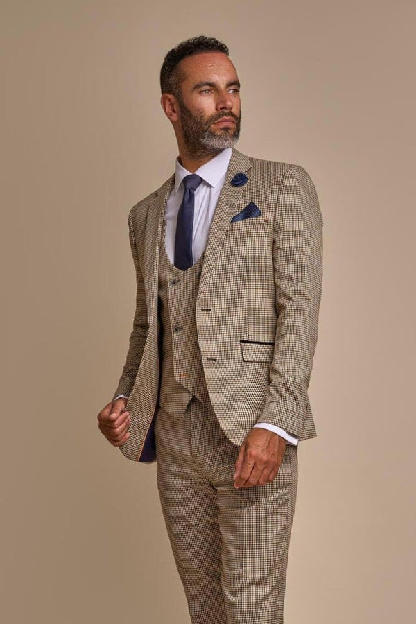 Cavani Elwood Grey Houndstooth Slim Fit Tweed Jacket - 34 - Suit & Tailoring