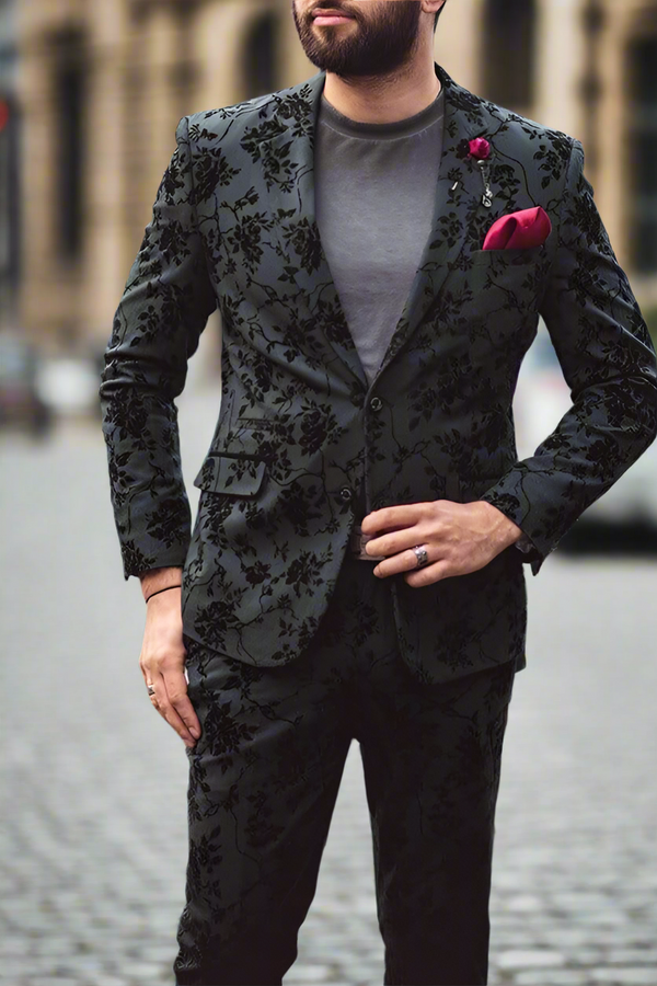 Cavani Georgi Black Floral Blazer - 34 - Suit & Tailoring