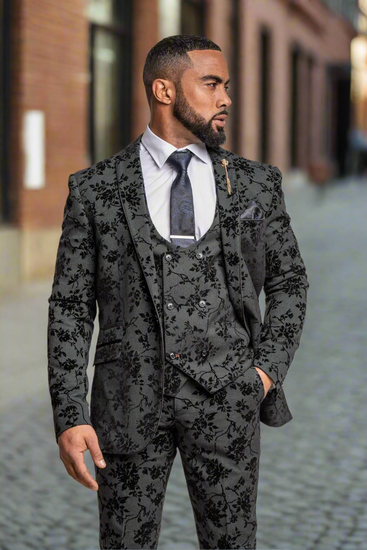 Cavani Georgi Black Floral Blazer - Suit & Tailoring