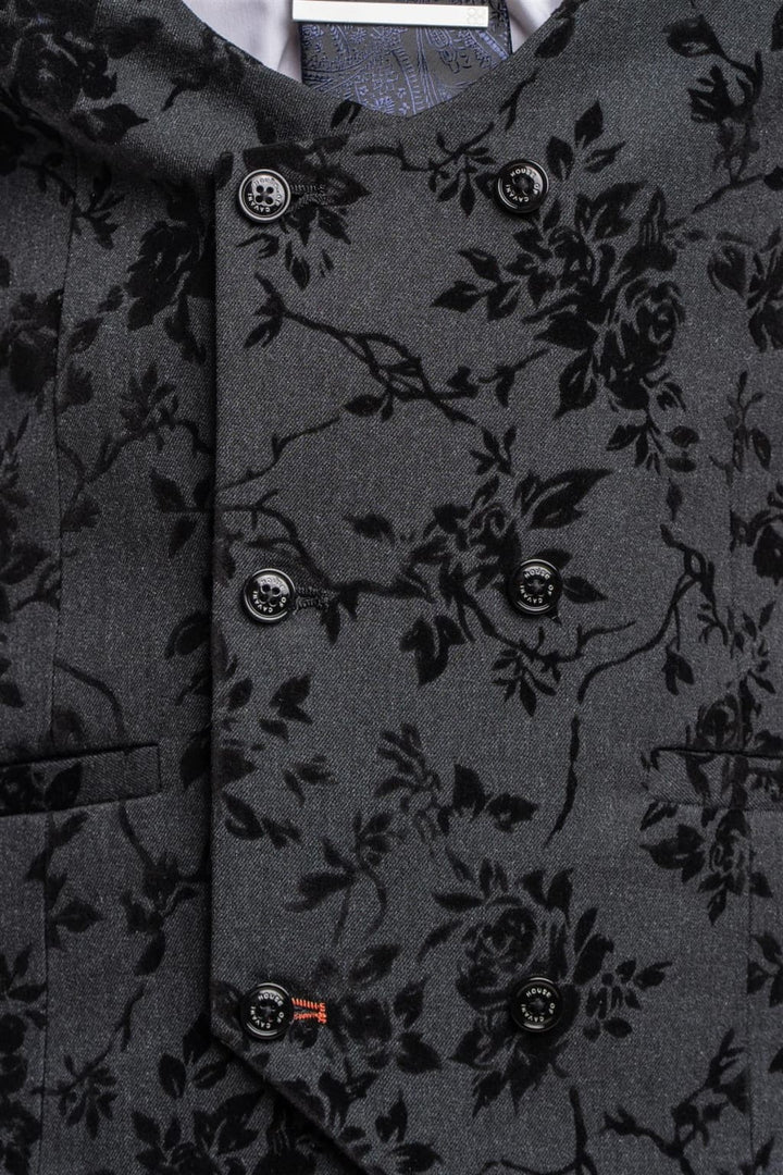 Cavani Georgi Floral Double Breasted Waistcoat - Suit & Tailoring