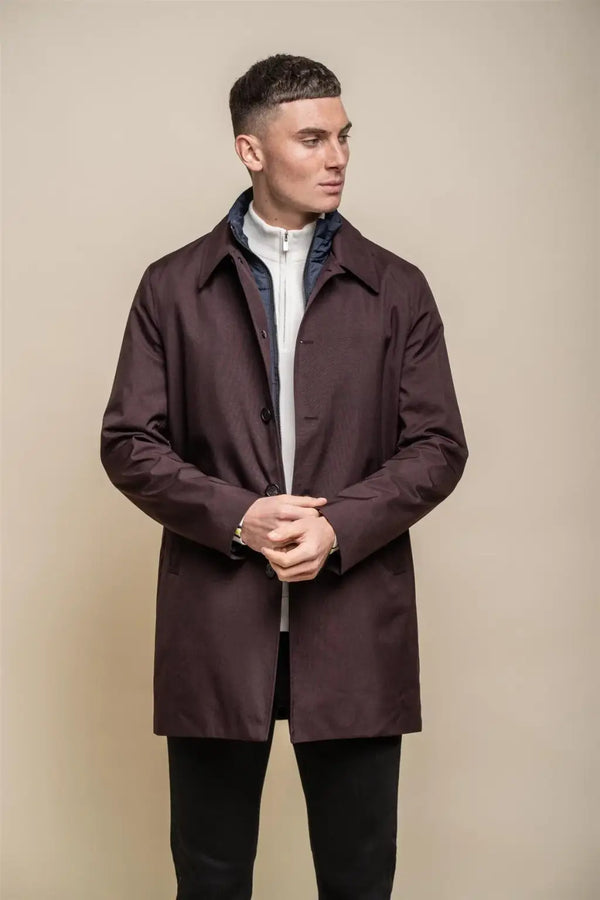 Cavani Men’s Brando Wine Mac Coat - XS - Coats