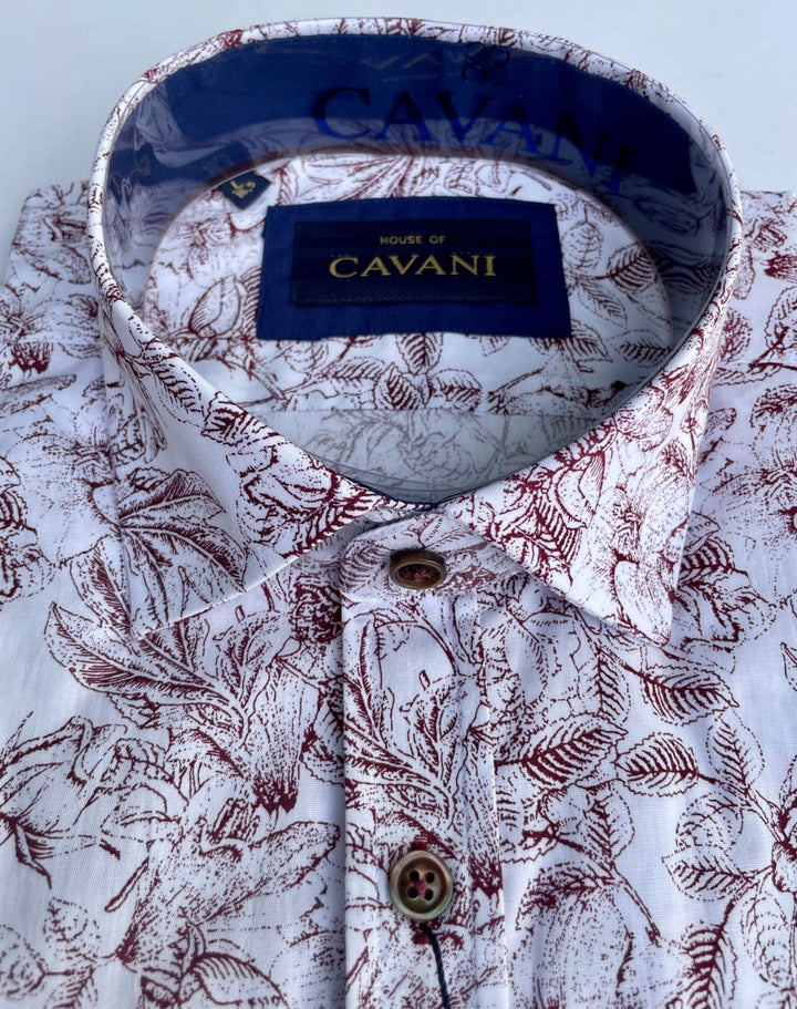 Cavani Men’s Burgundy Printed Shirt - Shirts