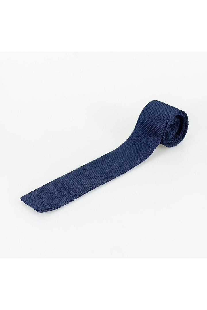 Cavani Men’s Knitted Tie And Hank Set - Navy - Accessories