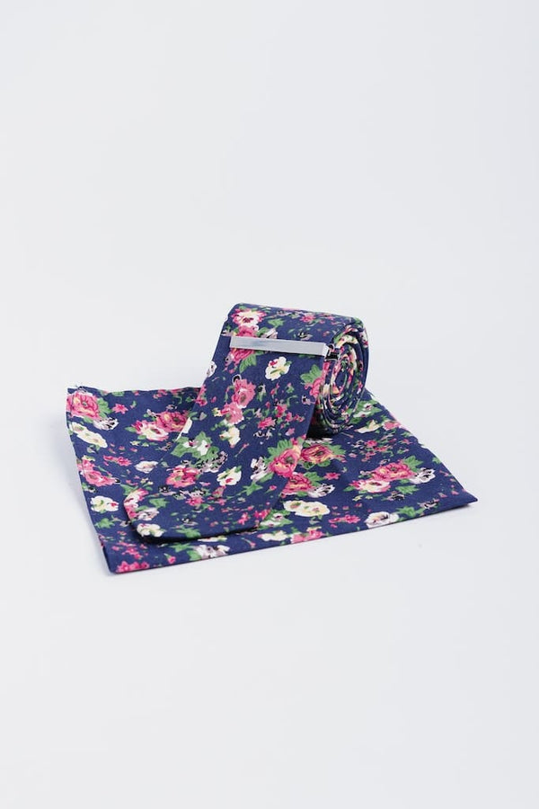 Cavani Navy Floral Tie Set - Accessories