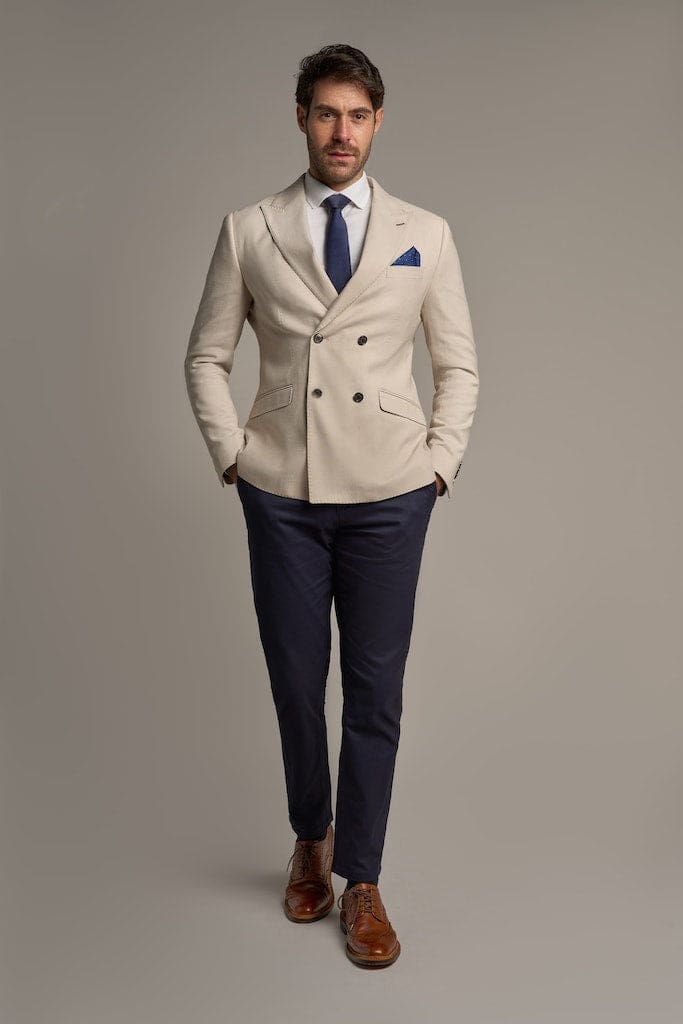 Cavani Romeo Double Breasted Beige Blazer - Jackets