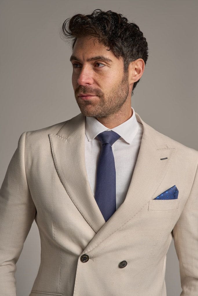 Cavani Romeo Double Breasted Beige Blazer - Jackets