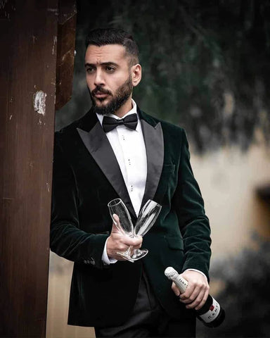 Black velvet suit mens best sale