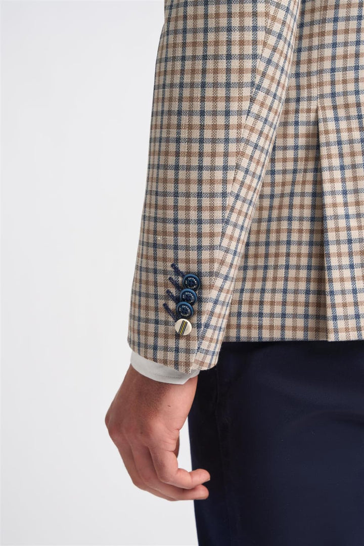 Cavani Sergio Double Breasted Beige Blazer - Suit & Tailoring
