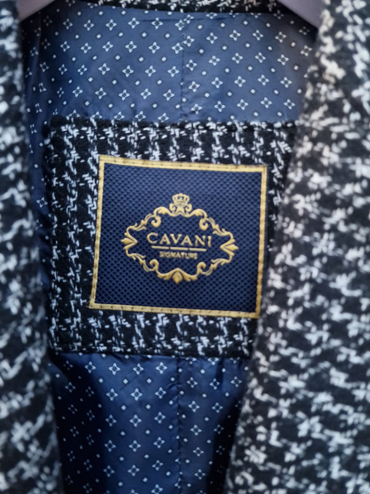 Cavani Signature Black and White Houndstooth Overcoat - Coats