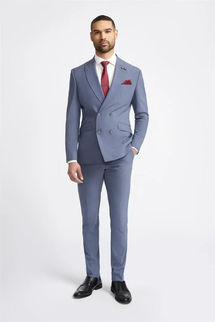 Cavani Victorious Double Breasted Dove Blazer - Suit & Tailoring