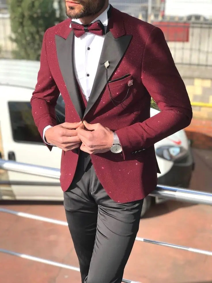 How To Men's Burgundy Red Maroon Suits Outfits Combination 🌹 TikTok  Compilation Popular - So Handso