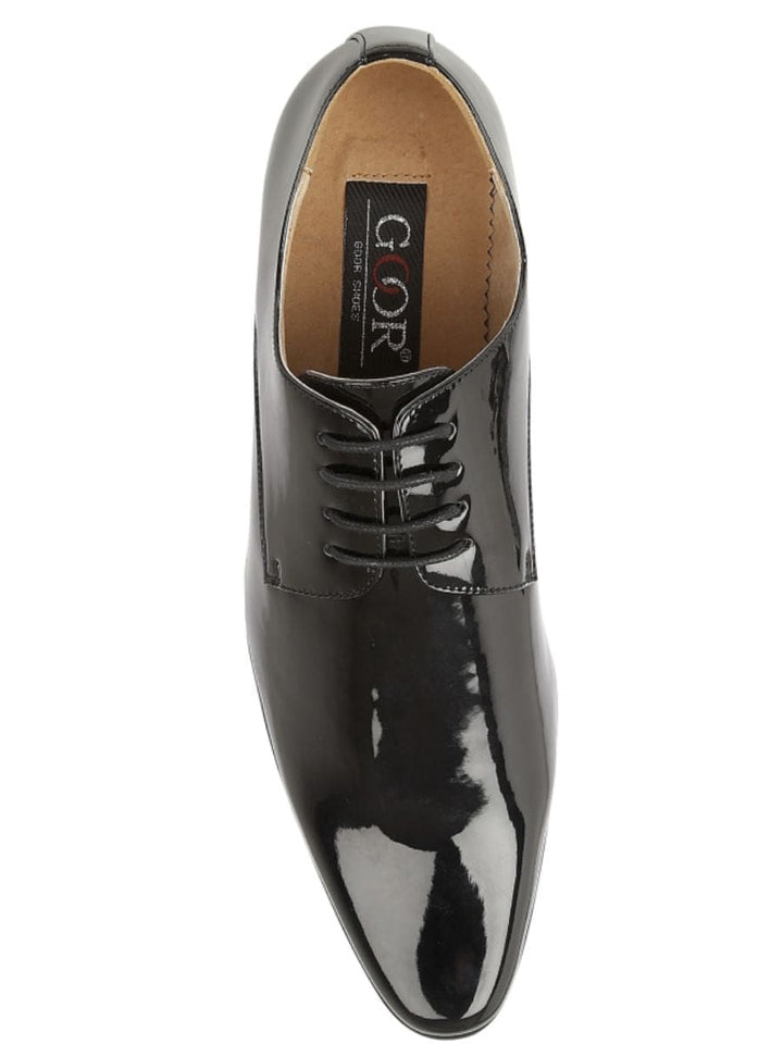 Goor Black Patent 4 Eye Chisel Toe Gibson Shoe - UK6 | EU40