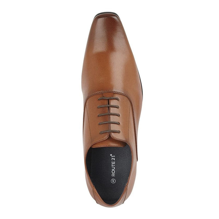 Goor Men’s Tan 5 Eyelet Plain Oxford Tie Shoes - Shoes