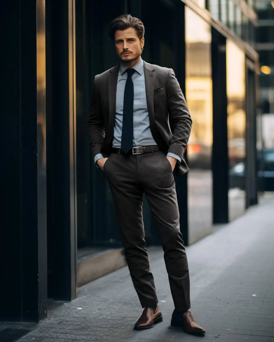 Charcoal Grey Suit with Blue Shirt | Hockerty