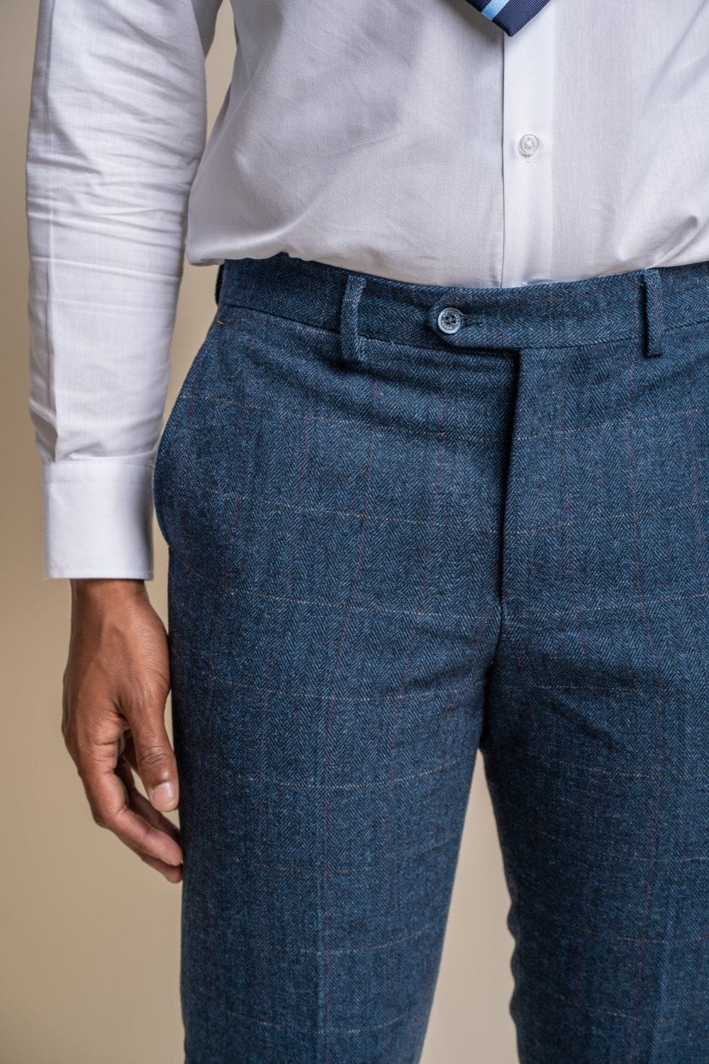 Cavani | Cavani Carnegi Men's Blue Slim Fit tweed Check Trousers ...