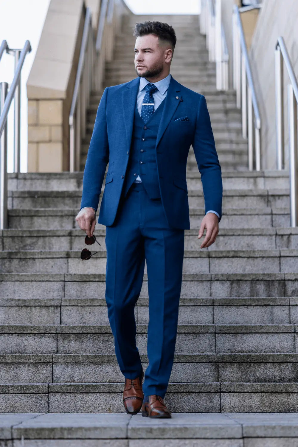 Cavani Miami Blue Slim Fit Three Piece Suit