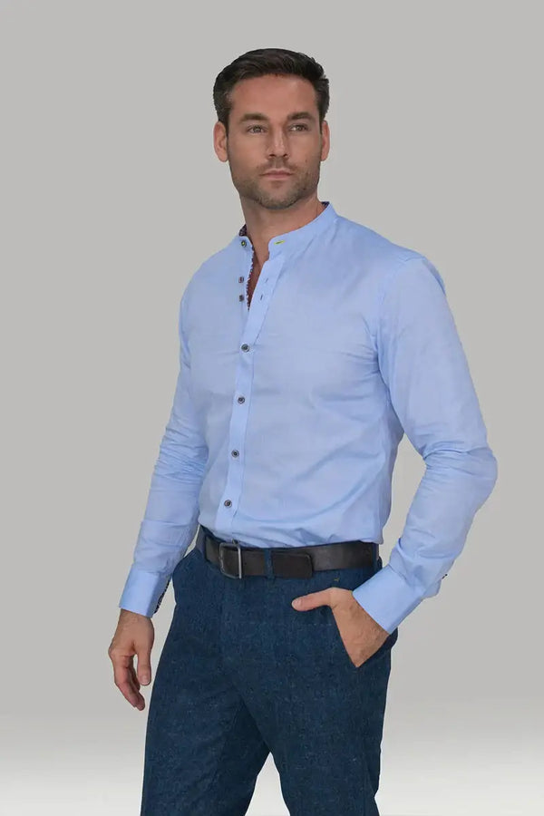 Cavani Spillo Premium Blue Cotton Shirt - S - Shirts