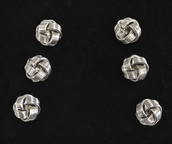 LA Smith Chrome Silver Knot Dress Shirt Studs - Accessories