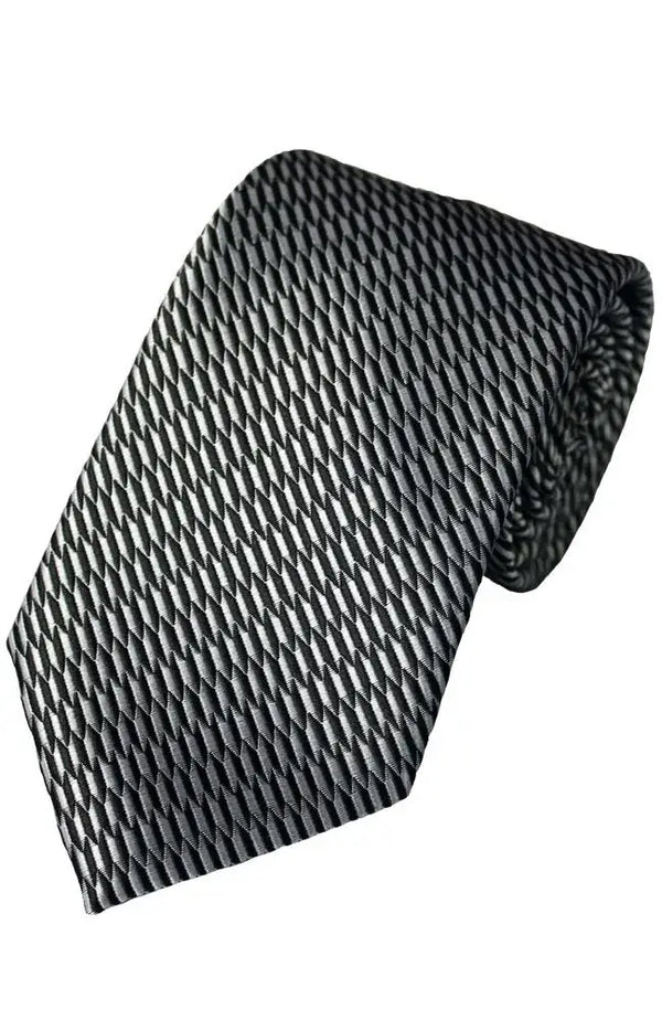 L A Smith Black White Monochrome Poly Tie - Accessories