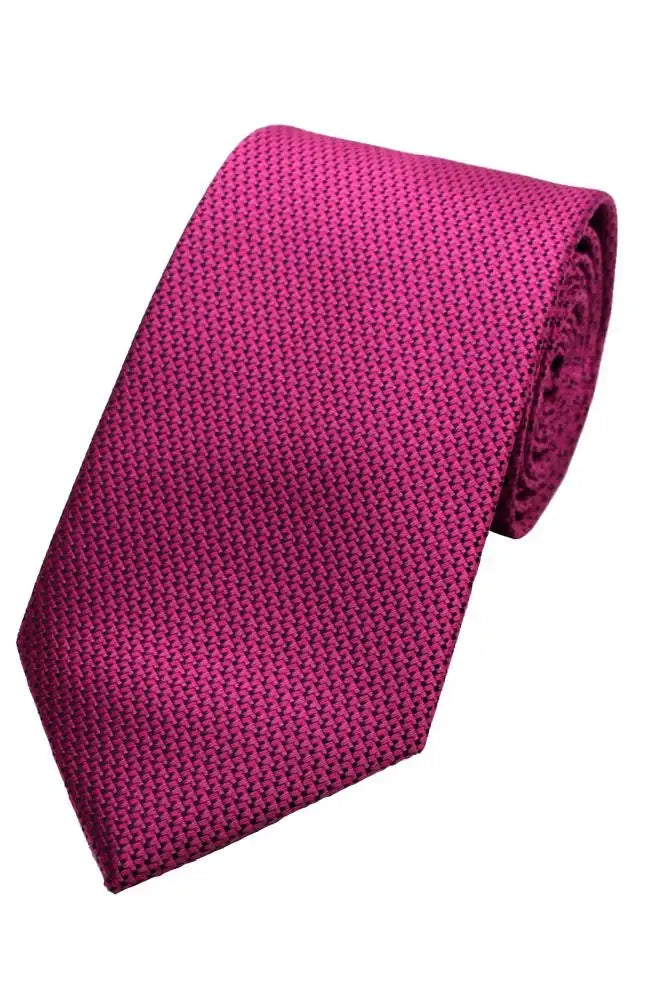 L A Smith Plain Textured Tie - Pink - Accessories