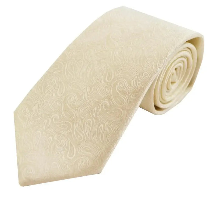 LA Smith Paisley Woven Wedding Poly Ties - Ivory - Accessories