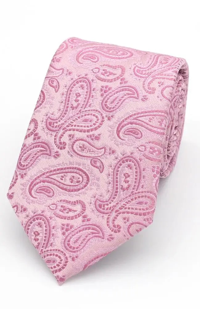 LA Smith Paisley Woven Wedding Poly Ties - Dusky Pink - Accessories