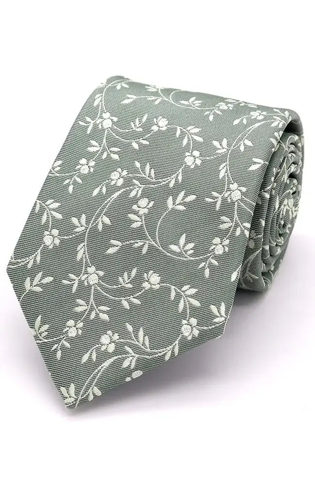 LA Smith Tumbling Petals Woven Wedding Poly Ties - Sage - Accessories