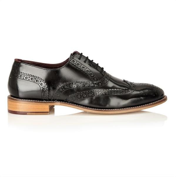 London Brogue Gatsby Brogue Black Polished Men’s Shoe - Shoes