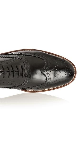 London Brogue Gatsby Brogue Black Polished Men’s Shoe - Shoes