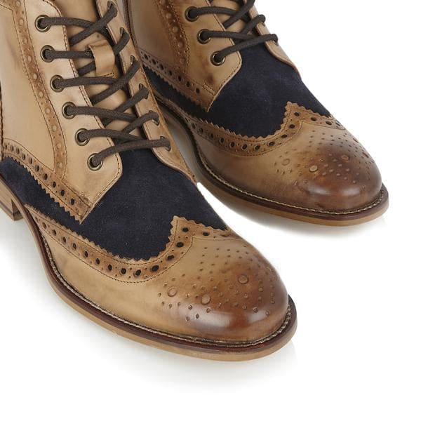 London Brogue Gatsby Tan/Navy Men’s Boots - Boots