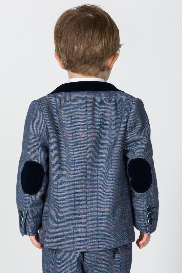 Marc Darcy Hilton Childrens Blue Tweed Check Three Piece Suit - Suit & Tailoring