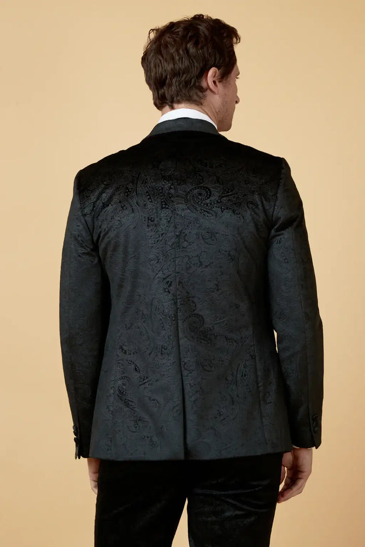 Marc Darcy Simon Black Velvet Tux Lapel Jacquard Blazer