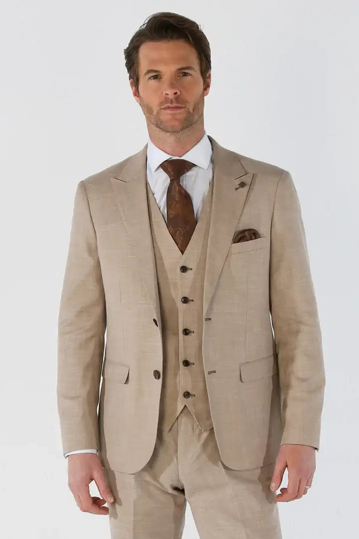 Kurt Beige Men’s Three Piece Suit