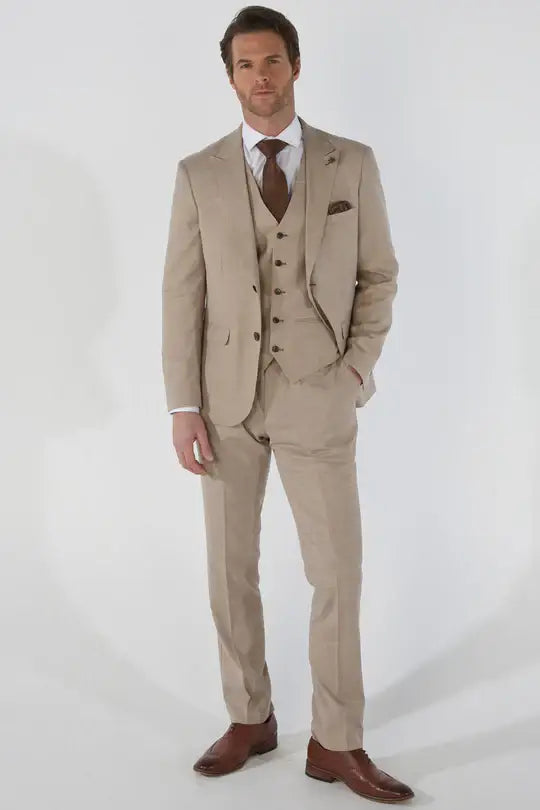 Kurt Beige Men’s Three Piece Suit