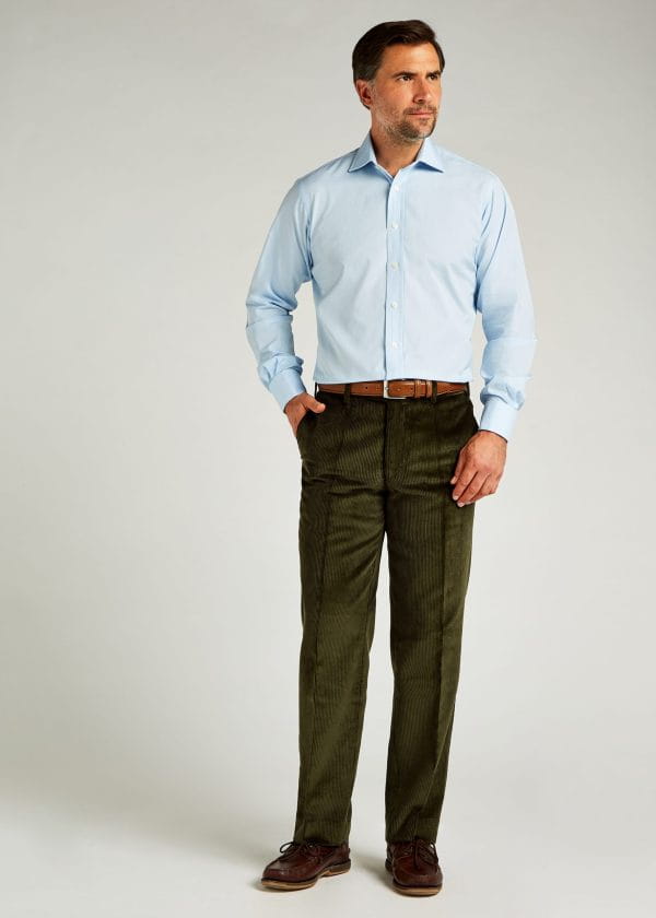 Dark Olive Corduroy Trousers - Roderick Charles