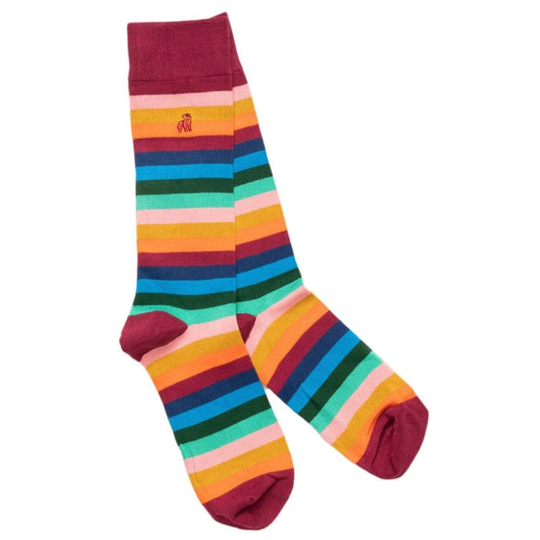 Multi Fine Striped Bamboo Socks - UK 4-7 (US 5-7.5 / EU 37-40) - Socks